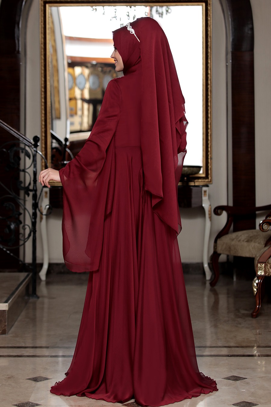 CLARET RED EVENING DRESS